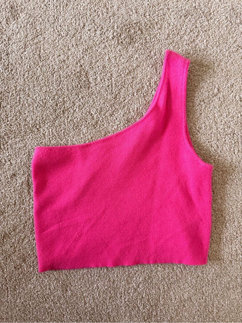 Pink Lily One-Shoulder Hot Pink Crop Top